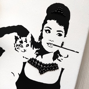 Audrey Hepburn gyöngyökkel vászonkép - otthon & lakás - dekoráció - kép & falikép - vászonkép - Meska.hu