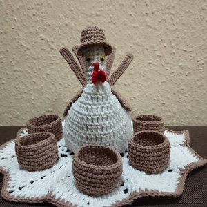 Horgolt tyúk  - otthon & életmód - dekoráció - asztal és polc dekoráció - asztaldísz - Meska.hu