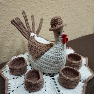 Horgolt tyúk  - otthon & életmód - dekoráció - asztal és polc dekoráció - asztaldísz - Meska.hu