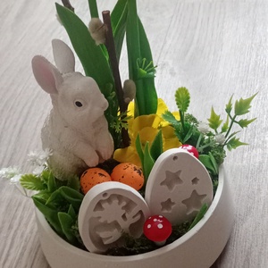 Húsvéti nyuszis dísz, Ünnepi díszek, dekorációk, Húsvéti díszek és dekorációk, Húsvéti virágos díszek, , MESKA