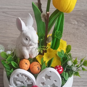Húsvéti nyuszis dísz - ünnepi díszek, dekorációk - húsvéti díszek és dekorációk - húsvéti virágos díszek - Meska.hu