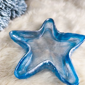 Csillag alakú, kék epoxy tálka  - otthon & életmód - dekoráció - dísztárgy - Meska.hu
