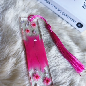 Apró virágos Epoxy könyvjelző, rózsaszín  - otthon & életmód - dekoráció - dísztárgy - Meska.hu