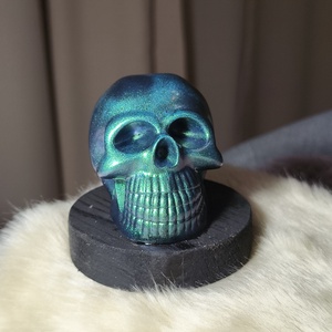 Epoxi koponya asztaldísz, metálosQ - otthon & életmód - dekoráció - dísztárgy - Meska.hu