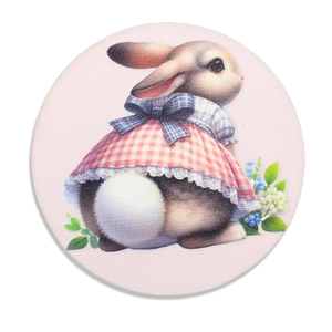 Nyomtatott fa tábla - Kerti nyuszi popó koszorúközép 11,8cm (Húsvét), Kellékek & szerszámok, Dekorációs kellékek, Koszorú, koszorúalap, , MESKA