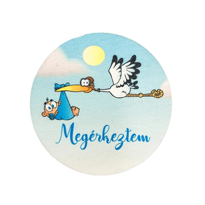 Tábla Megérkeztem gólya kisfiú vagy gólya kislány 7x7cm Babaváró, Otthon & Életmód, Babaszoba, gyerekszoba, Babaszoba dekoráció, , MESKA