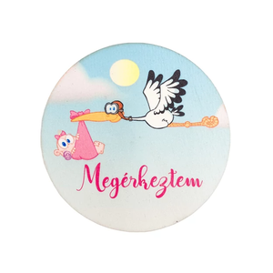 Tábla Megérkeztem gólya kisfiú vagy gólya kislány 7x7cm Babaváró - otthon & életmód - babaszoba, gyerekszoba - babaszoba dekoráció - Meska.hu