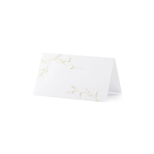 Ültetőkártya asztali,fehér papíron arany futós 9,5x5,5cm 10db/cs (Asztali dekorációk és ültetés), Esküvő, Dekoráció, Tábla & Jelzés, , MESKA