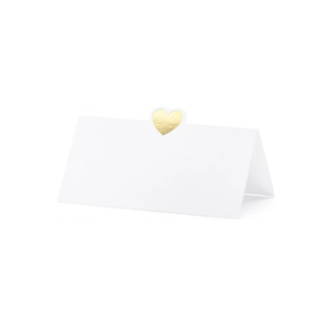 Ültetőkártya asztalra arany szívvel 10x5cm 10db/cs (Asztali dekorációk és ültetés), Esküvő, Dekoráció, Tábla & Jelzés, , MESKA