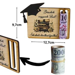 Nyomtatott fa - Diplomaosztó és ballagási pénztartó - kalappal 12,5x9,5cm, Otthon & Életmód, Dekoráció, Kép & Falikép, Táblakép, , MESKA