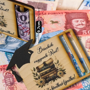 Nyomtatott fa - Diplomaosztó és ballagási pénztartó - kalappal 12,5x9,5cm - otthon & életmód - dekoráció - kép & falikép - táblakép - Meska.hu