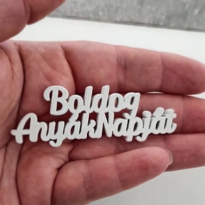 Natúr fa Boldog anyák napját felirat fehér 1db  - otthon & életmód - dekoráció - kép & falikép - táblakép - Meska.hu