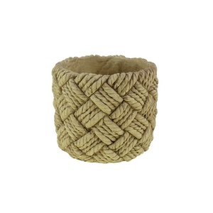 Kaspó kő 12.5x12.5x11.5cm fonott mintás barna, Otthon & Életmód, Dekoráció, Virágdísz és tartó, Cserép & Kaspó, Agyagozás, MESKA