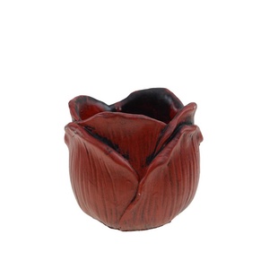 Kaspó kő rózsa 12.3x12.1x10.8cm piros, Otthon & Életmód, Dekoráció, Virágdísz és tartó, Cserép & Kaspó, Agyagozás, MESKA