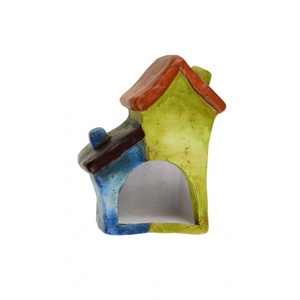 Ház kerámia 12x6.8x15cm színes zöld mécsestartó - otthon & életmód - gyertya, illat, aroma - mécses és mécsestartó - Meska.hu