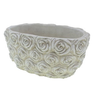 Kaspó kő 18,5x11x8,5cm rózsa mintás szürke, Otthon & Életmód, Dekoráció, Virágdísz és tartó, Cserép & Kaspó, Agyagozás, MESKA