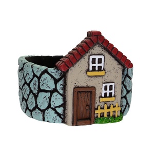Kaspó kő 14.9x13x10.9cm házzal menta, Otthon & Életmód, Dekoráció, Virágdísz és tartó, Cserép & Kaspó, , MESKA