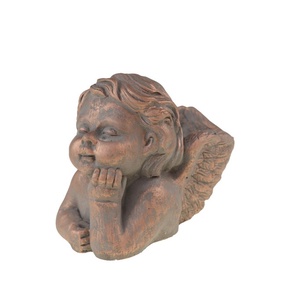 Kaspó kő 19x13x12cm könyöklő angyallal arany, Otthon & Életmód, Dekoráció, Virágdísz és tartó, Cserép & Kaspó, Agyagozás, MESKA