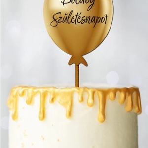 Nyomtatott dekorkarton - Boldog születésnapot lufi - arany 3db/csomag (KÉZMŰVES ALAPANYAGOK) - kellékek & szerszámok - dekorációs kellékek - egyéb kellékek - Meska.hu