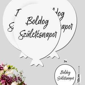 Nyomtatott dekorkarton - Boldog születésnapot lufi - fehér 3db/csomag (KÉZMŰVES ALAPANYAGOK) - kellékek & szerszámok - dekorációs kellékek - egyéb kellékek - Meska.hu