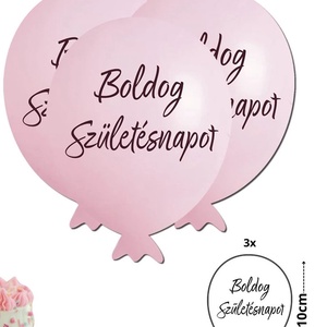 Nyomtatott dekorkarton- Boldog születésnapot lufi - rózsaszín 3db/csomag (KÉZMŰVES ALAPANYAGOK), Kellékek & szerszámok, Dekorációs kellékek, Egyéb kellékek, , MESKA