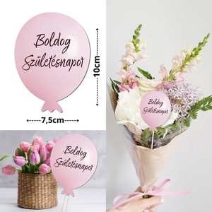 Nyomtatott dekorkarton- Boldog születésnapot lufi - rózsaszín 3db/csomag (KÉZMŰVES ALAPANYAGOK) - kellékek & szerszámok - dekorációs kellékek - egyéb kellékek - Meska.hu