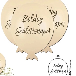 Nyomtatott dekorkarton - Boldog születésnapot lufi - krém 3db/csomag (KÉZMŰVES ALAPANYAGOK), Kellékek & szerszámok, Dekorációs kellékek, Egyéb kellékek, , MESKA