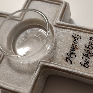 Kegyelet kereszt mécsestartóval 13,5x10x4 cm (Kegyeleti dekorációk) - otthon & életmód - dekoráció - virágdísz és tartó - cserép & kaspó - Meska.hu