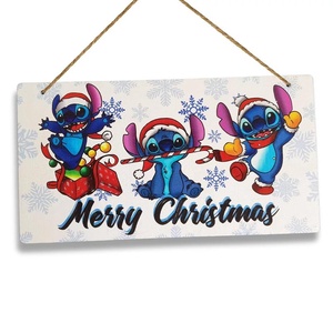 Nyomtatott fa tábla - Stitch Merry Christmas 24,3x13cm (Dekorkartonok és papíralapanyagok), Otthon & Életmód, Papír, írószer, Matrica, matrica csomag, Papírművészet, MESKA