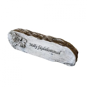 Kegyeleti tábla rózsával 20x3,5x6cm sírkő felirat 11 cm Mély fájdalommal feliratos szürke (KEGYELETI DEKORÁCIÓK), Otthon & Életmód, Vallás, Temetői gyertyák, mécsesek, Temetkezési tárgy, Gipszöntés, Mindenmás, MESKA