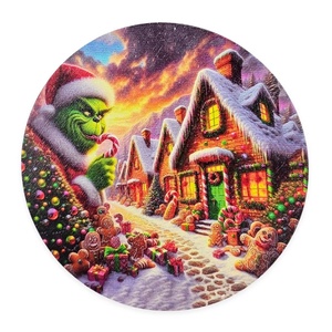 Nyomtatott fa tábla koszorú közép - Grinch mézifalván  (Koszorú közepek), Kellékek & szerszámok, Dekorációs kellékek, Koszorú, koszorúalap, , MESKA