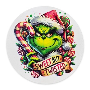 Nyomtatott fa tábla koszorú közép - Cukros grinch , Kellékek & szerszámok, Dekorációs kellékek, Koszorú, koszorúalap, , MESKA