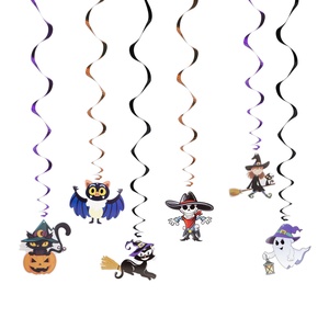Halloween-i dekoráció szett - 6 féle motívum - csillogó spriál akasztóval, Otthon & Életmód, Dekoráció, Halloween, Halloweeni ajtódíszek és ablakdíszek, , MESKA