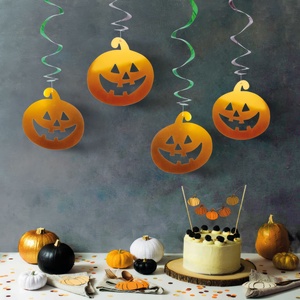 Halloween-i dekoráció szett - 12 db tök, szellem - csillogó spirál akasztó - otthon & életmód - dekoráció - halloween - halloweeni ajtódíszek és ablakdíszek - Meska.hu