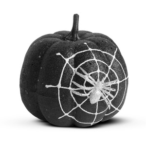 Halloween-i tök dekoráció - narancs vagy fekete glitteres - pókhálóval - 15 cm, Otthon & Életmód, Dekoráció, Halloween, Halloweeni tök, , MESKA