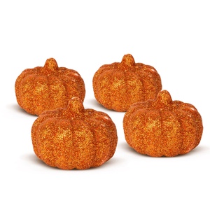 Halloween-i tök dekoráció - 5,2 cm - habszivacs - glitteres - 4 db / csomag, Otthon & Életmód, Dekoráció, Halloween, Halloweeni tök, , MESKA