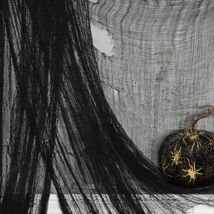 Halloween-i függöny - fekete vagy bézs szövet - 180 x 75 cm (Halloween ablakdekorációk) - Meska.hu