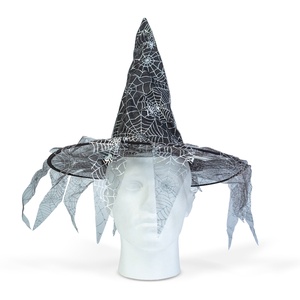 Halloween-i boszorkány kalap - fekete, pókhálós - 38 x 32 cm - otthon & életmód - dekoráció - halloween - halloweeni jelmez és kiegészítők - Meska.hu