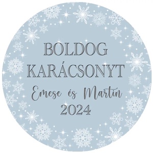 Karácsonyi matrica - Egyedi szöveggel ellátott személyre szabott- hópelyhes kék (Egyedi karácsonyi ajándékok), Karácsony, Karácsonyi ajándékozás, Karácsonyi képeslap, üdvözlőlap, ajándékkísérő, Papírművészet, MESKA