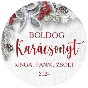 Karácsonyi matrica - Egyedi szöveggel ellátott személyre szabott- havas karácsony ünnepi (Egyedi karácsonyi ajándékok), Karácsony, Karácsonyi ajándékozás, Karácsonyi képeslap, üdvözlőlap, ajándékkísérő, Papírművészet, MESKA