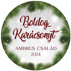 Karácsonyi matrica - Egyedi szöveggel ellátott személyre szabott- zöld tűleveles (Egyedi karácsonyi ajándékok), Karácsony, Karácsonyi ajándékozás, Karácsonyi képeslap, üdvözlőlap, ajándékkísérő, Papírművészet, MESKA