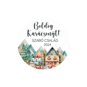 Karácsonyi matrica - Egyedi szöveggel ellátott személyre szabott- házak (Egyedi karácsonyi ajándékok), Karácsony, Karácsonyi ajándékozás, Karácsonyi képeslap, üdvözlőlap, ajándékkísérő, Papírművészet, MESKA