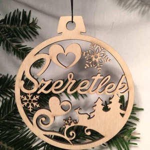 Karácsonyi Ajándék - Szerelmes ajándék - Szeretlek  Karácsonyi Díszgömb (Egyedi karácsonyi ajándékok), Karácsony, Adventi díszek, Adventi ajtódísz, Famegmunkálás, MESKA