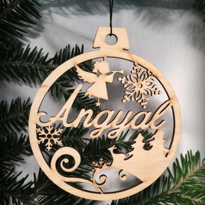 Karácsonyi Díszgömb - Angyal  Karácsonyfa dísz  Karácsonyi ajándék (Egyedi karácsonyi ajándékok), Karácsony, Karácsonyi lakásdekoráció, Karácsonyfadíszek, Famegmunkálás, MESKA