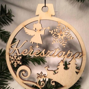 Karácsonyi Díszgömb - Keresztapa  Karácsonyfa dísz  Karácsonyi ajándék, Karácsony, Adventi díszek, Adventi ajtódísz, Famegmunkálás, MESKA
