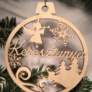 Karácsonyi Díszgömb - Keresztanya  Karácsonyfa dísz  Karácsonyi ajándék - Meska.hu