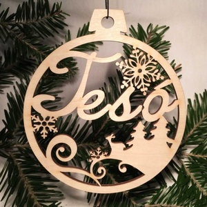 Karácsonyi Díszgömb - Tesó  Karácsonyfa dísz - Karácsonyi ajándék (Egyedi karácsonyi ajándékok), Karácsony, Karácsonyi lakásdekoráció, Karácsonyfadíszek, Famegmunkálás, MESKA