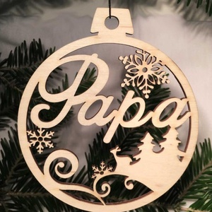 Karácsonyi Díszgömb - Papa  Karácsonyfa dísz  Karácsonyi ajándék ötletek (Egyedi karácsonyi ajándékok), Karácsony, Karácsonyi lakásdekoráció, Karácsonyfadíszek, Famegmunkálás, MESKA