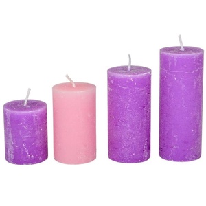 Rusztikus 40mm-es lépcsős henger gyertya 3Lila+1rózsa (csom ár) (ADVENTI GYERTYÁK), DIY (Csináld magad), Egységcsomag, Gyertya-, mécseskészítés, MESKA