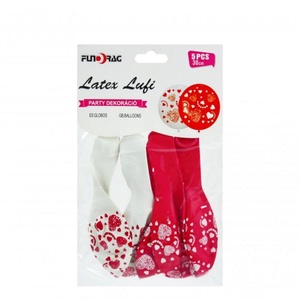 Lufi szíves 5db 30cm piros/fehér, Esküvő, Dekoráció, Asztaldísz, Mindenmás, MESKA